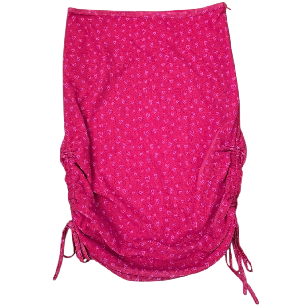 3/$15 Tiger Mist Pink Heart Side Scrunch Tie Skirt Size Small